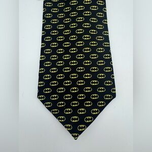 Batman Logo Boys 100% silk adjustable neck tie Black Yellow formal outfit